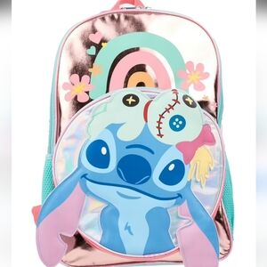 NWT Disney Stitch Aloha Backpack Metallic Shiny Pink Character Bag